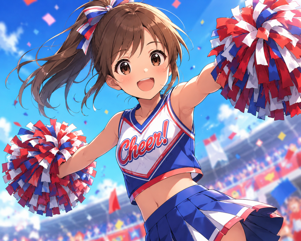 元気いっぱいのチアガールのイラスト